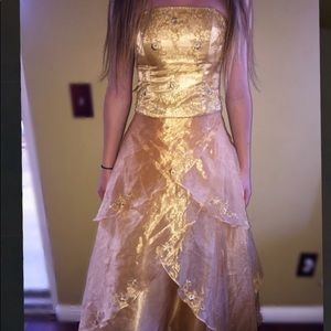 Golden Embroidered Prom dress